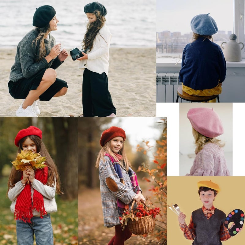 ZLYC Wool Kids Beret Hat Girls Solid Color Artist French Beret Cap - Image 5